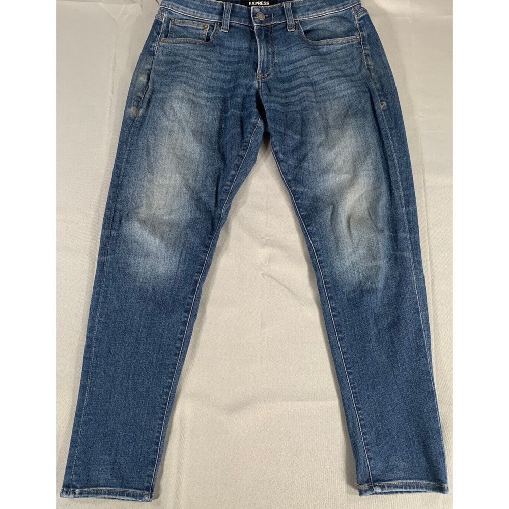 Express Skinny Hyper Stretch Jeans Womens 29x30 Dark Wash High Rise Denim Fit
